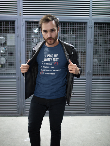Distressed "I Pass the Natty Test" Funny Unisex T-Shirt | Fitness & Gym Gift
