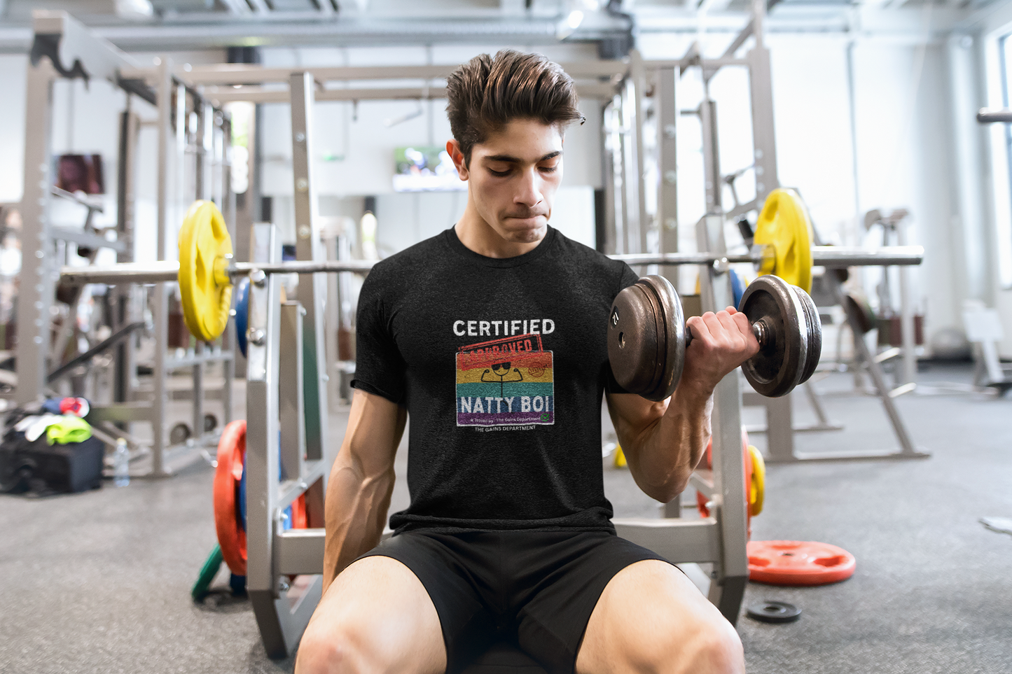 Certified Natty Boi White Font T-Shirt | Funny Fitness & Gym Gift