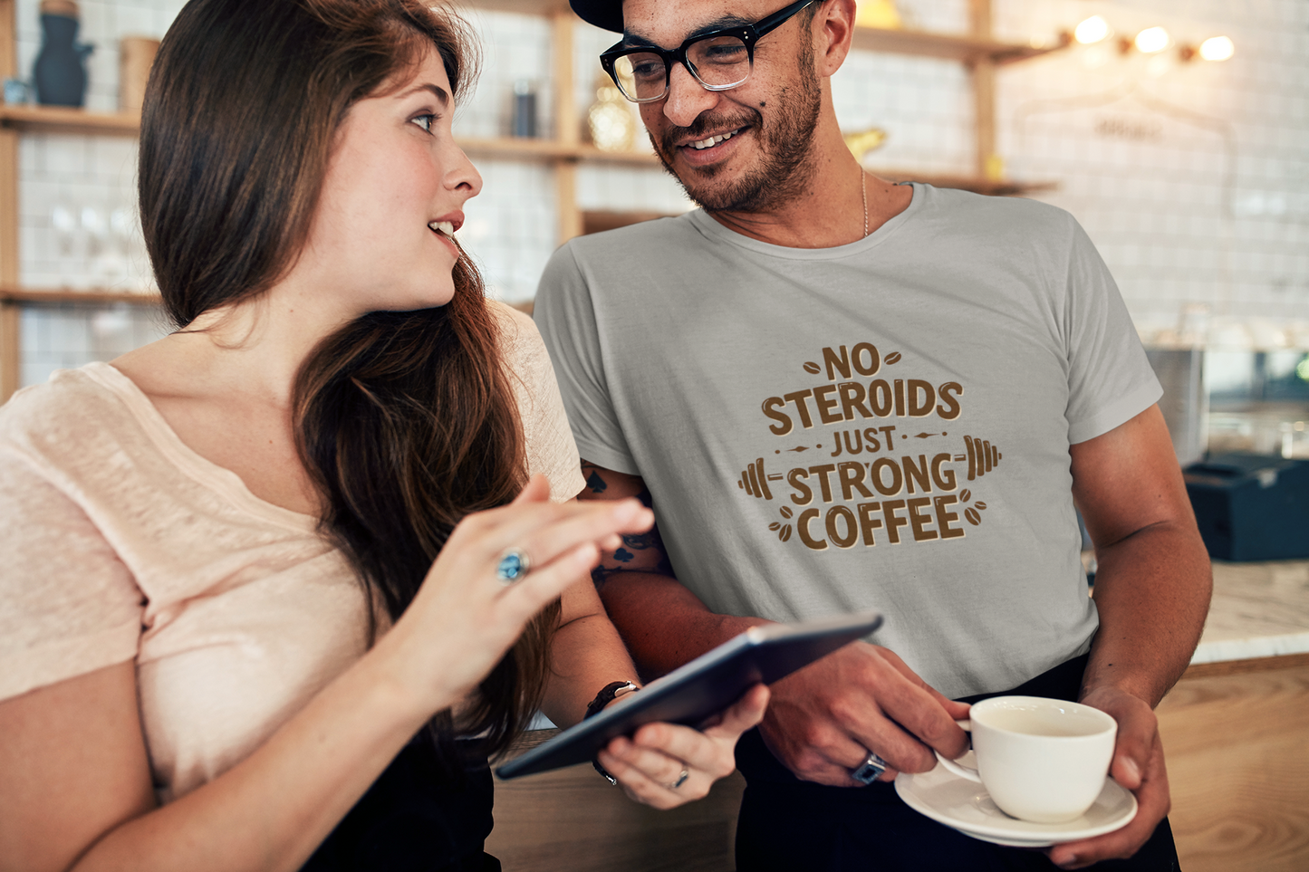 No Steroids Just Strong Coffee T-Shirt | Funny Gym & Coffee Lover Tee