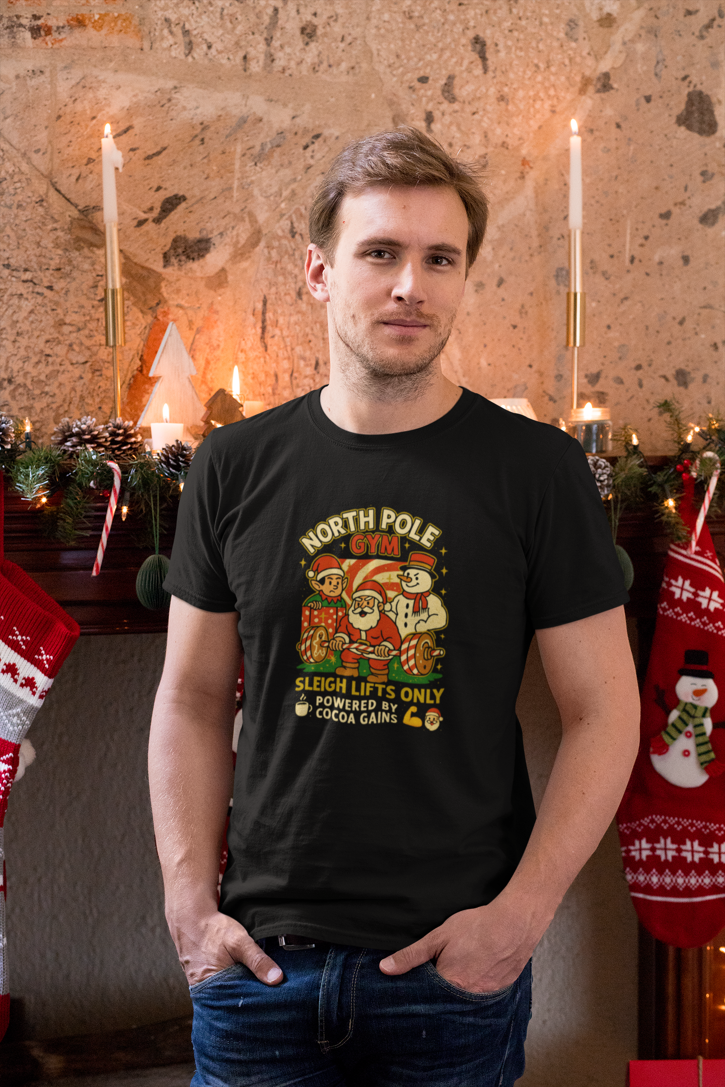North Pole Gym Funny Christmas T-Shirt | Unisex Heavy Cotton Holiday Workout Tee | Gift for Fitness Lover