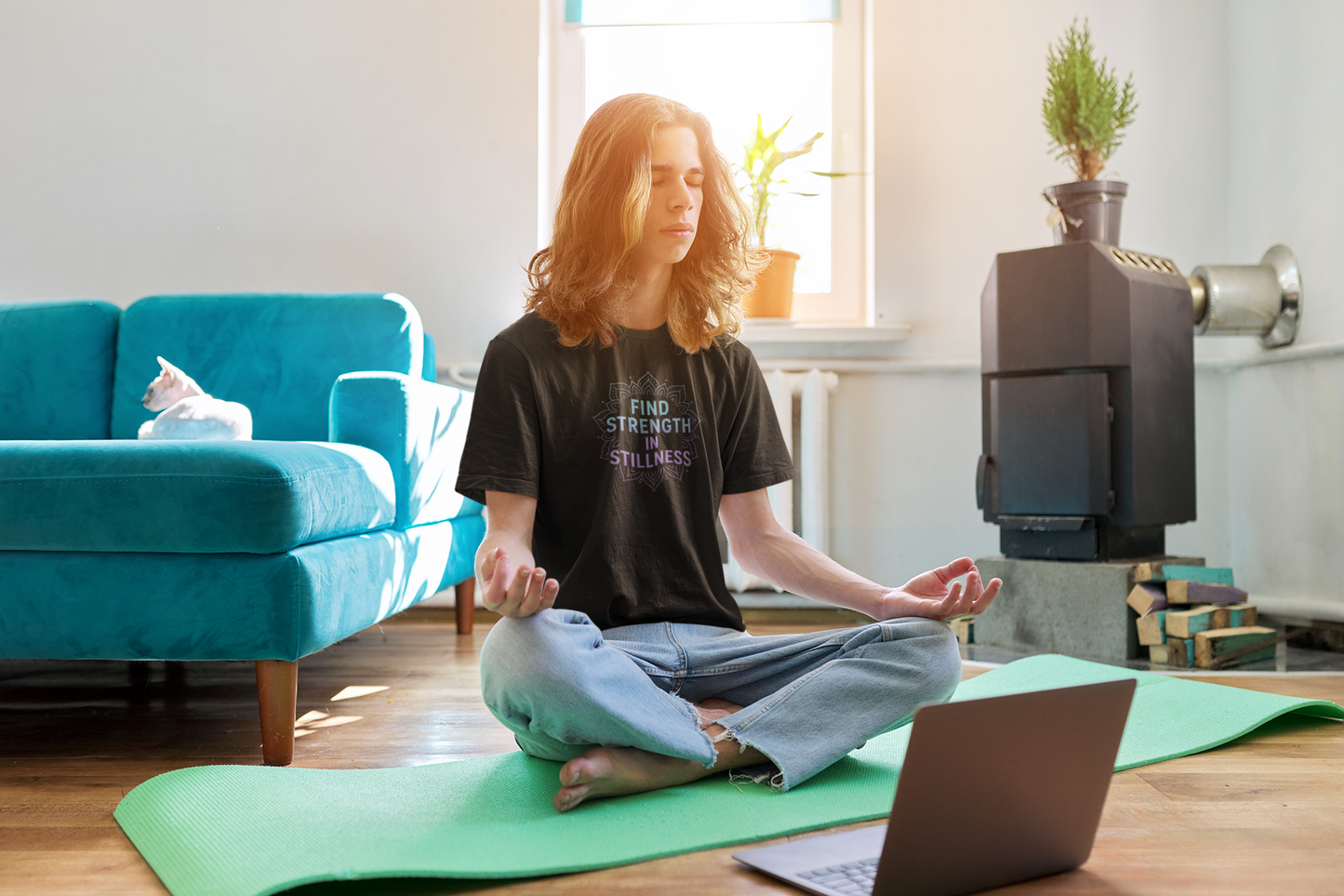 Find Strength in Stillness T-Shirt | Mindfulness Meditation Tee | Unisex Inspirational Apparel | Yoga Gift for Women & Men