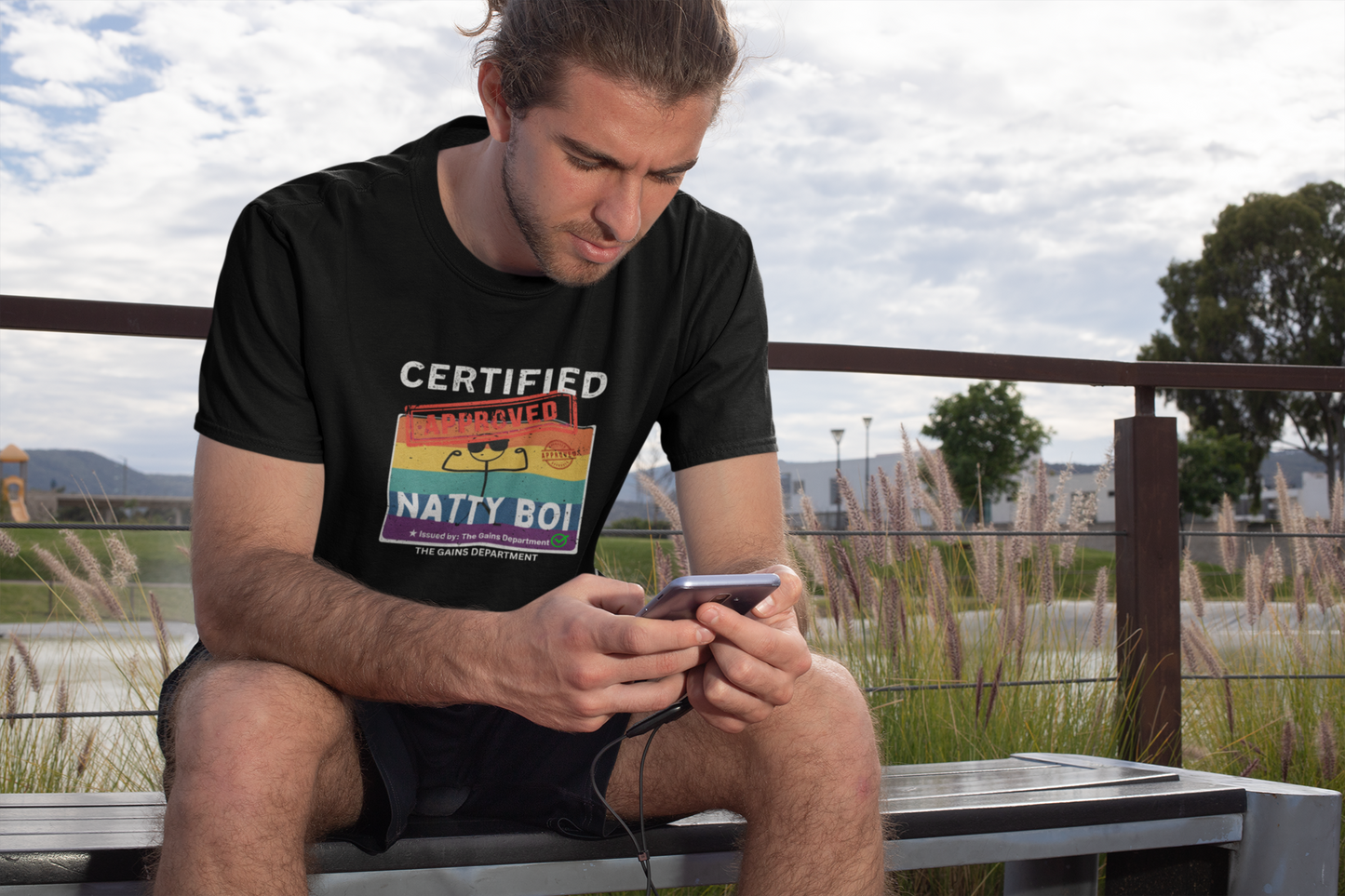 Certified Natty Boi White Font T-Shirt | Funny Fitness & Gym Gift