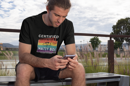 Certified Natty Boi White Font T-Shirt | Funny Fitness & Gym Gift