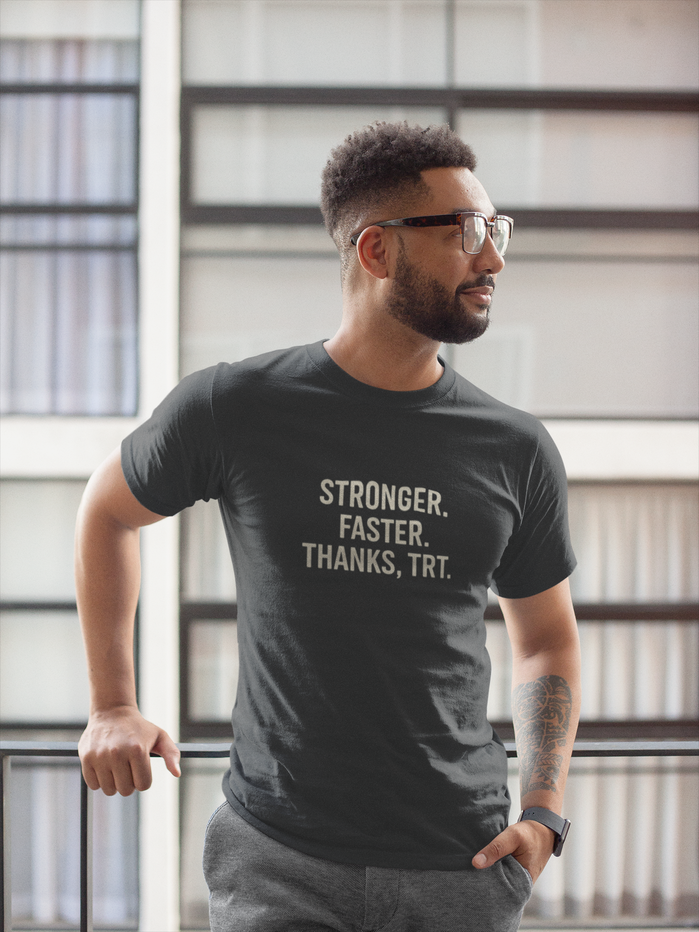 Stronger Faster Thanks TRT Shirt | Motivational Workout Tee | Testosterone Therapy Fitness Apparel | Gift for Him | Gym Performance Gear