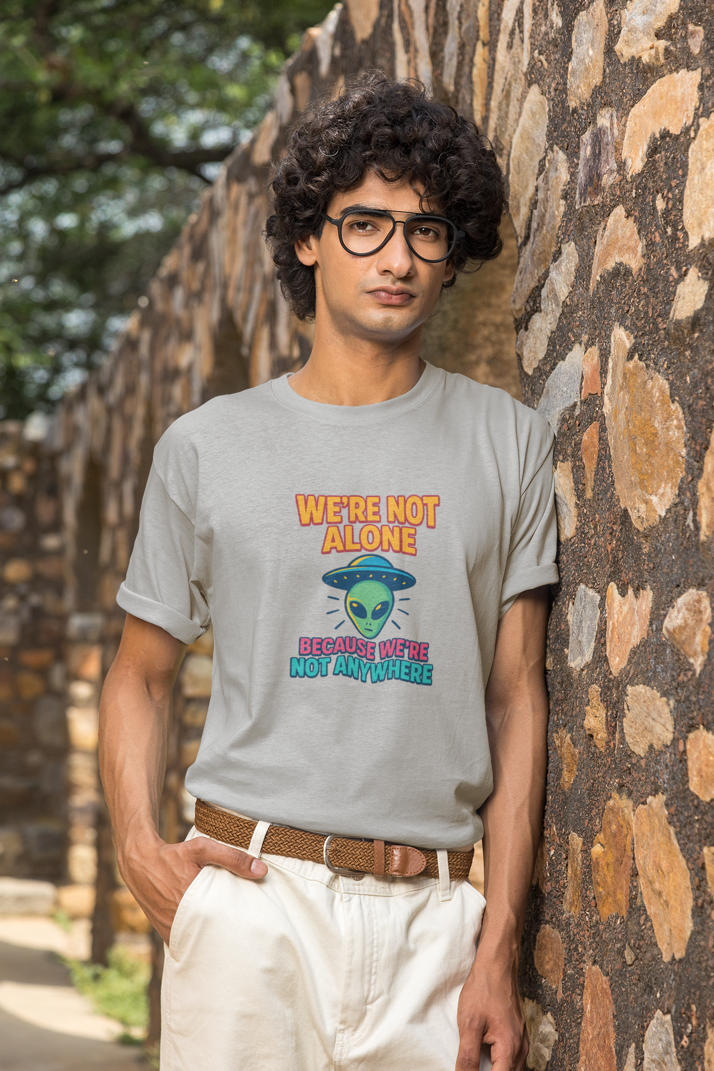 Funny Alien Graphic T-Shirt | "We're Not Alone" Unisex Sci-Fi Tee