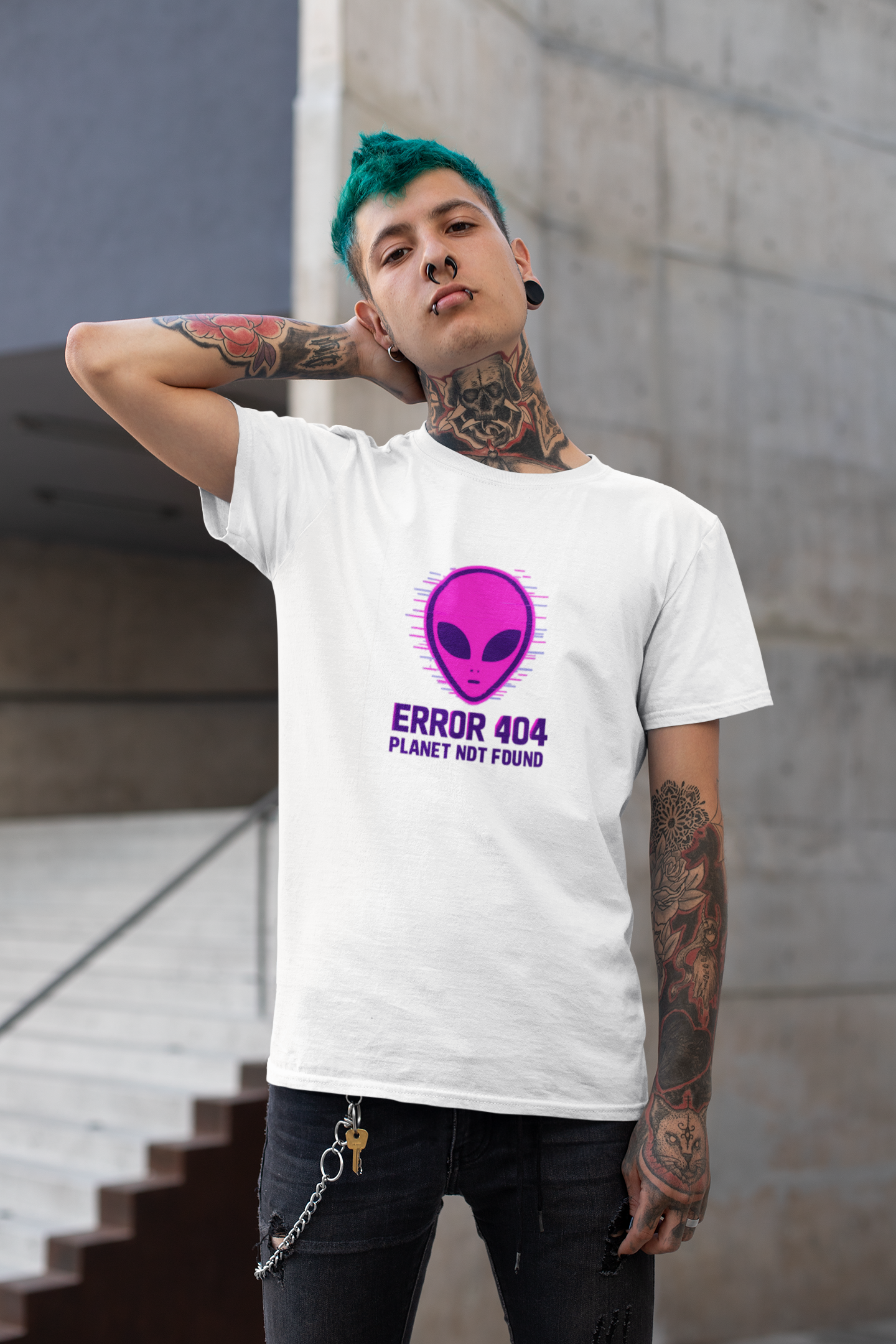 Alien Error 404 T-Shirt | Funny UFO Shirt | Retro Geek Tee | Unisex Sci-Fi Gift | Humorous Casual Apparel