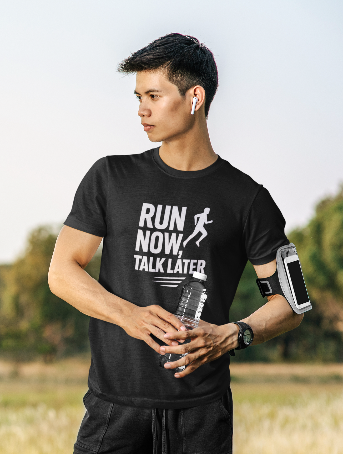 Run Now Talk Later Moisture Wicking Tee | Unisex Running Shirt, Funny Workout Gift