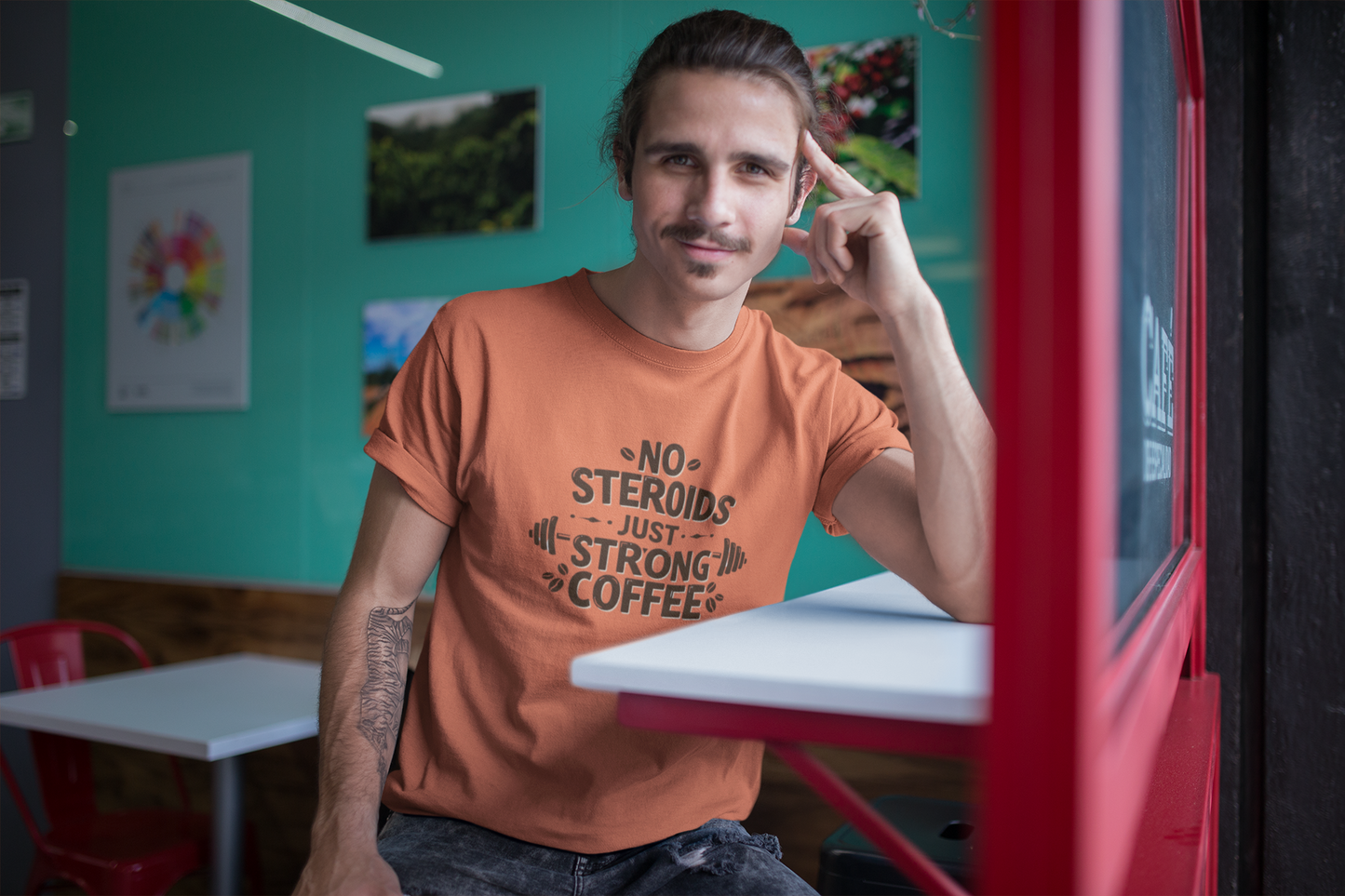 No Steroids Just Strong Coffee T-Shirt | Funny Gym & Coffee Lover Tee