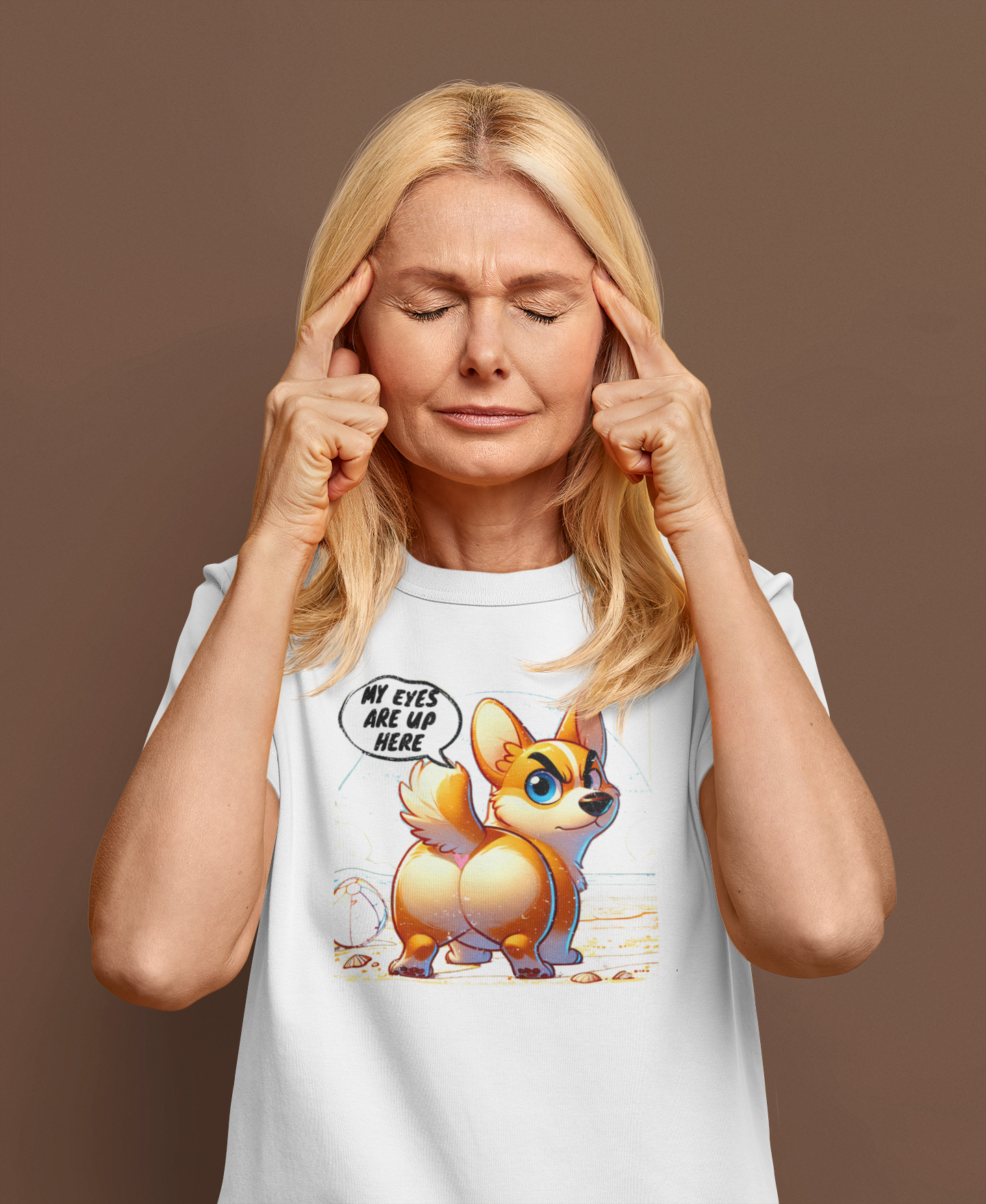 Distress Funny Corgi Graphic Tee - 'My Eyes Are Up Here' Unisex Jersey T-Shirt