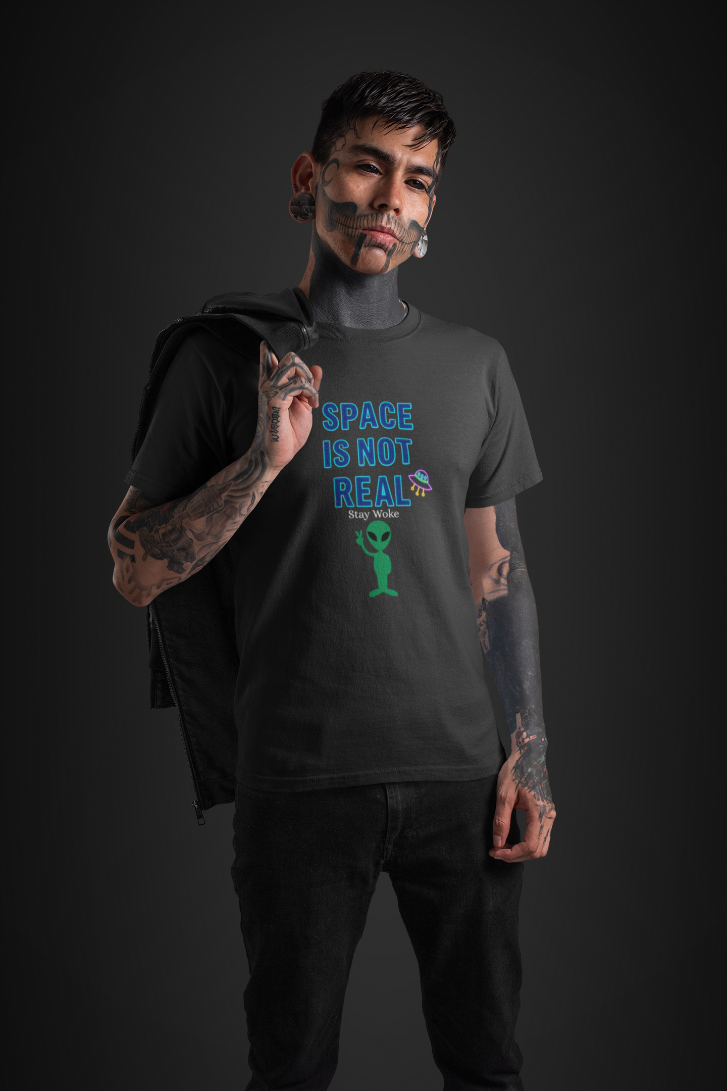 Funny Alien T-Shirt | "Space Is Not Real" Graphic Tee