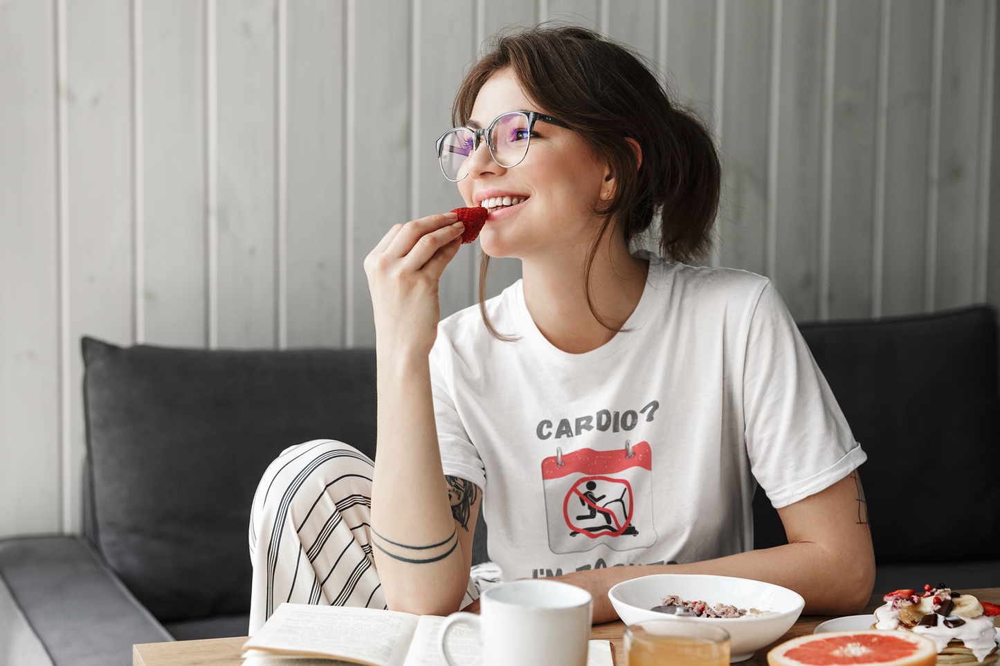 Funny Workout T-Shirt Cardio? I'm Booked Unisex Gym Humor Tee