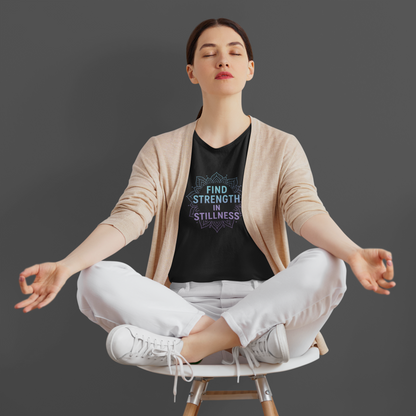 Find Strength in Stillness T-Shirt | Mindfulness Meditation Tee | Unisex Inspirational Apparel | Yoga Gift for Women & Men