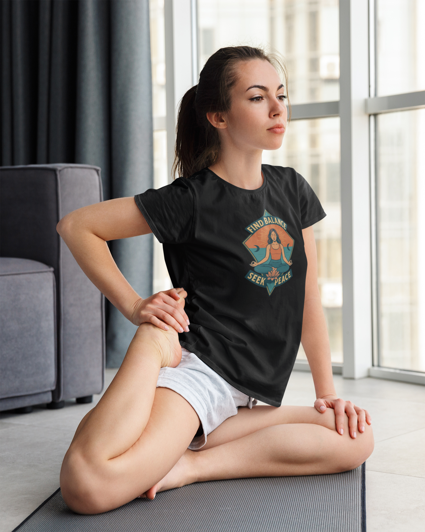 Find Balance, Seek Peace Meditation T-Shirt | Unisex Yoga & Mindfulness Tee