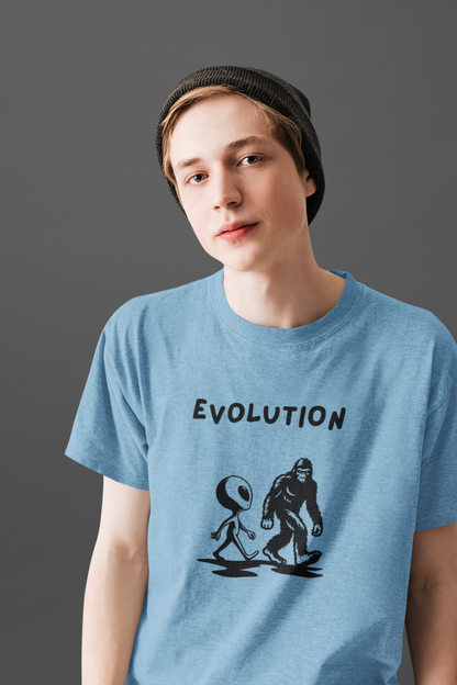 Funny Alien Evolution T-Shirt | Conspiracy Theory Graphic Tee, Unisex Sci-Fi Lover Gift