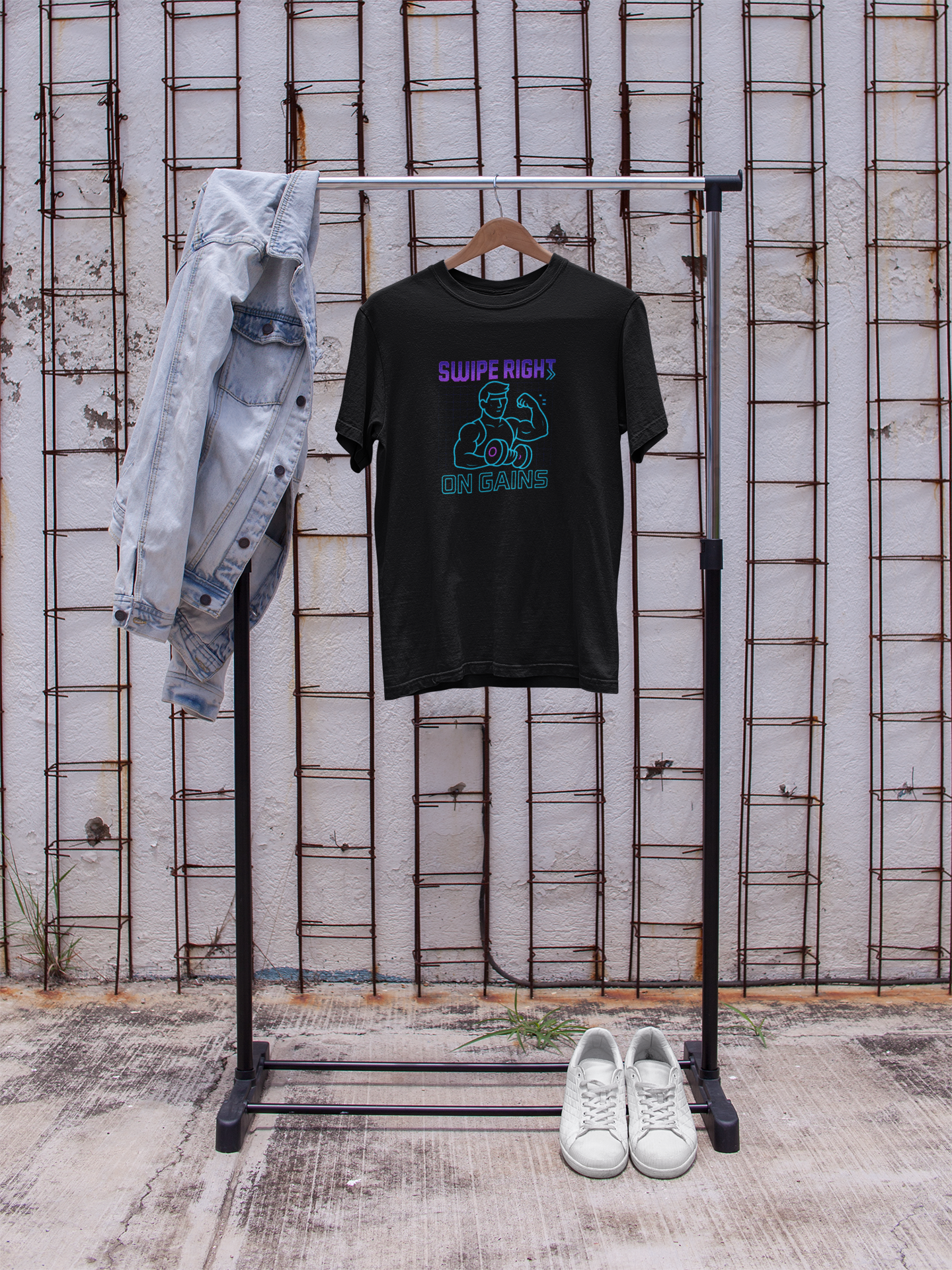 Swipe Right on Gains" Graphic Tee | Funny Workout Shirt & Fitness Gift