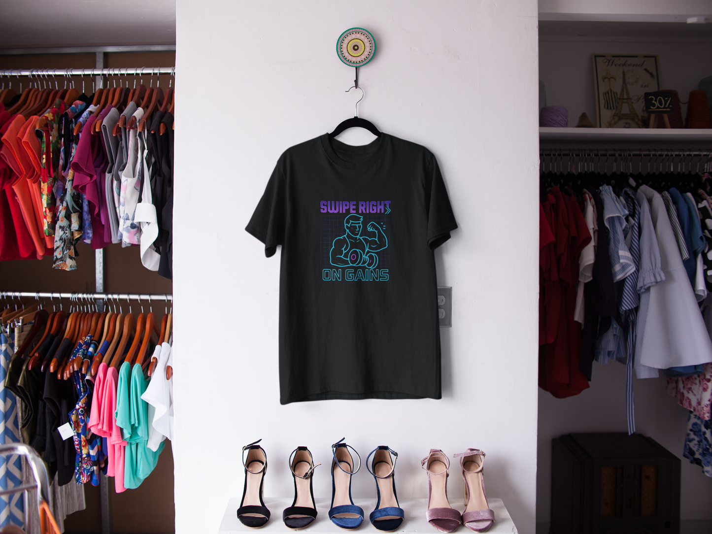 Swipe Right on Gains" Graphic Tee | Funny Workout Shirt & Fitness Gift