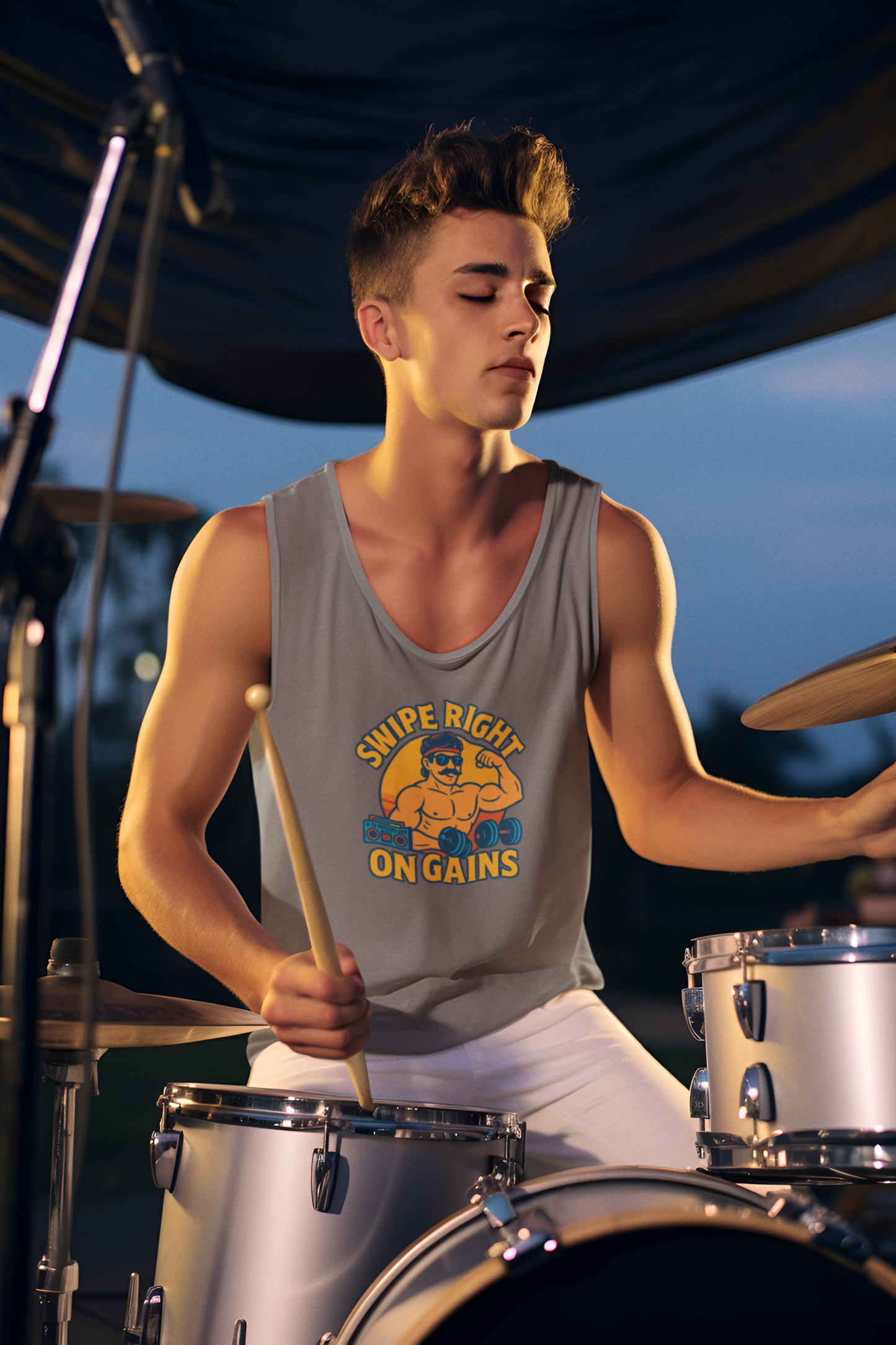 Swipe Right on Gains Tank Top | Funny Gym Shirt, Unisex Fitness Top, Summer Workout Gift
