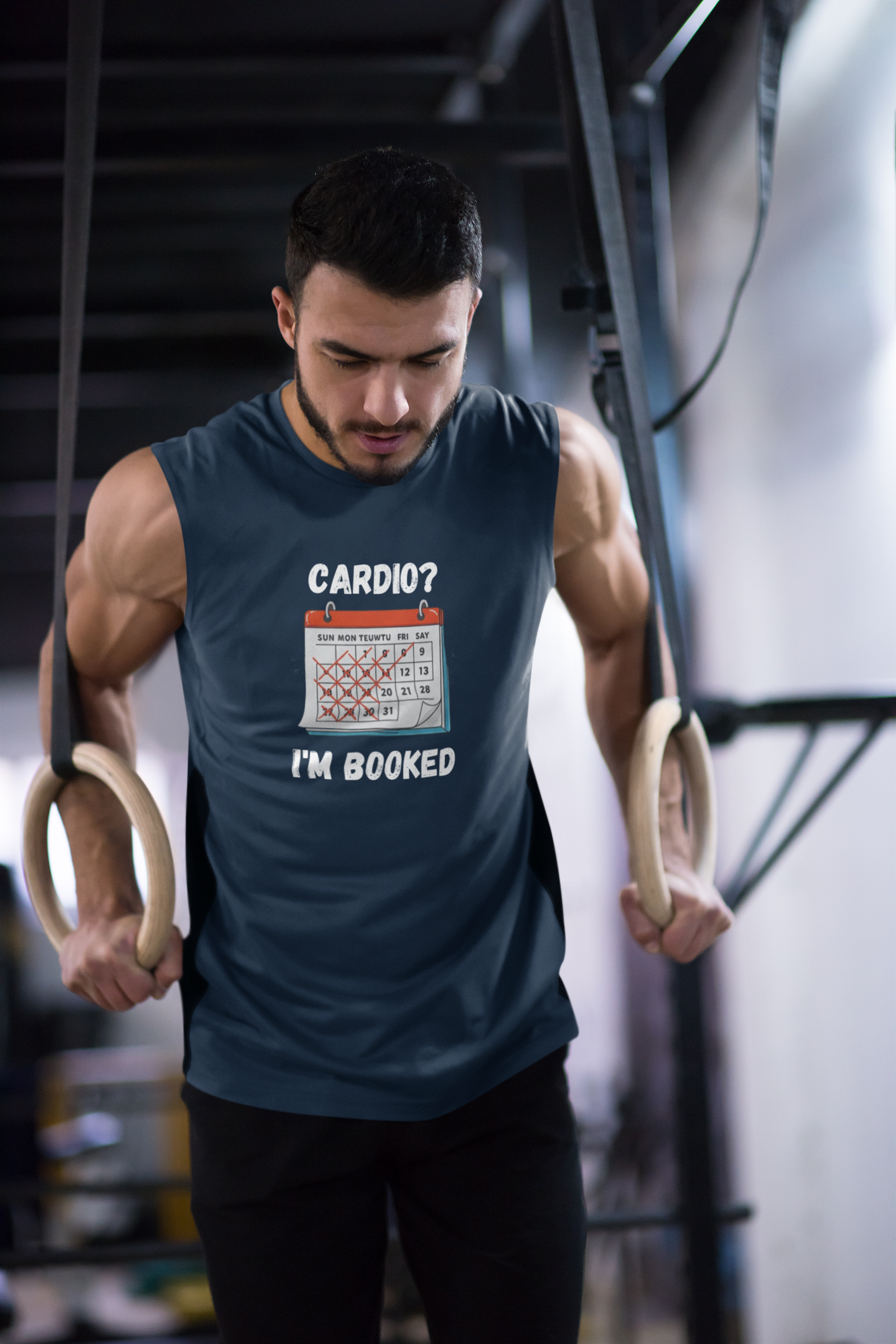 Funny Cardio Tank Top | "Cardio? I'm Booked" Unisex Workout Tee