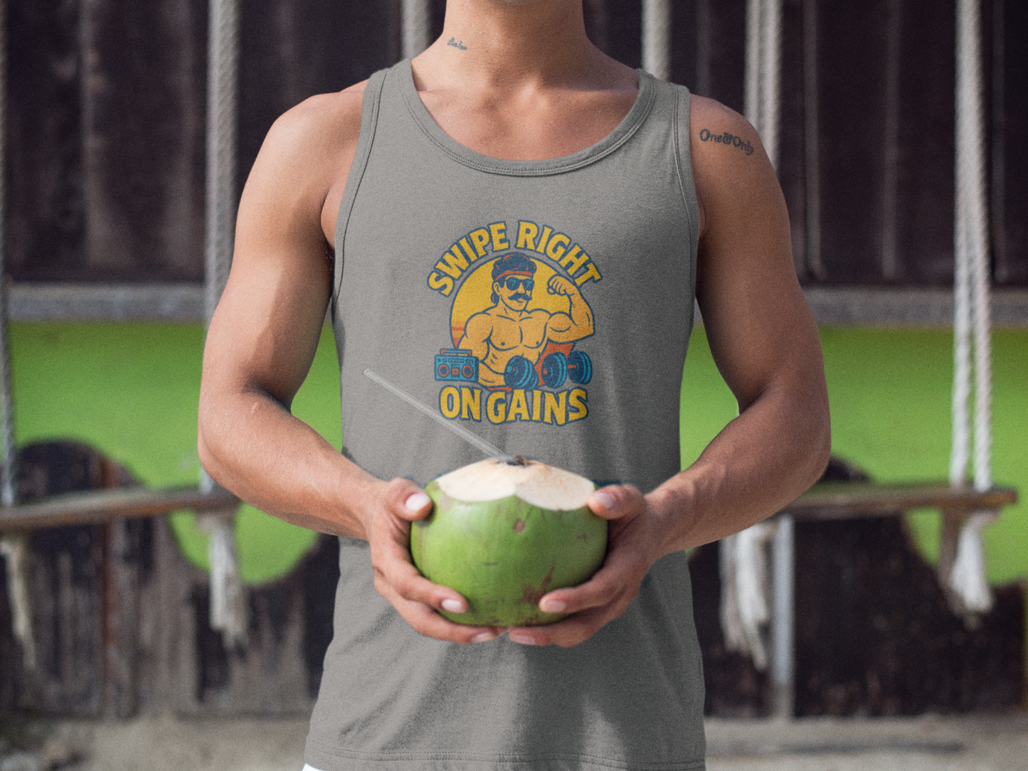 Swipe Right on Gains Tank Top | Funny Gym Shirt, Unisex Fitness Top, Summer Workout Gift