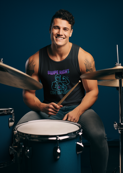 "Swipe Right on Gains" Tank Top | Funny Gym Shirt, Unisex Fitness Gift, Summer Workout Apparel