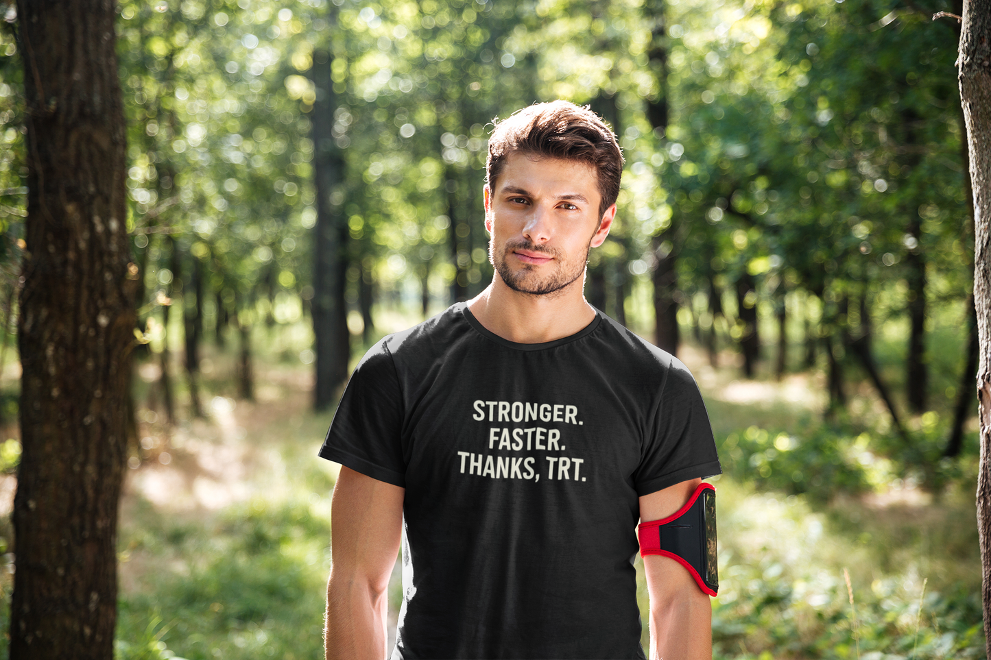 Stronger Faster Thanks TRT Shirt | Motivational Workout Tee | Testosterone Therapy Fitness Apparel | Gift for Him | Gym Performance Gear
