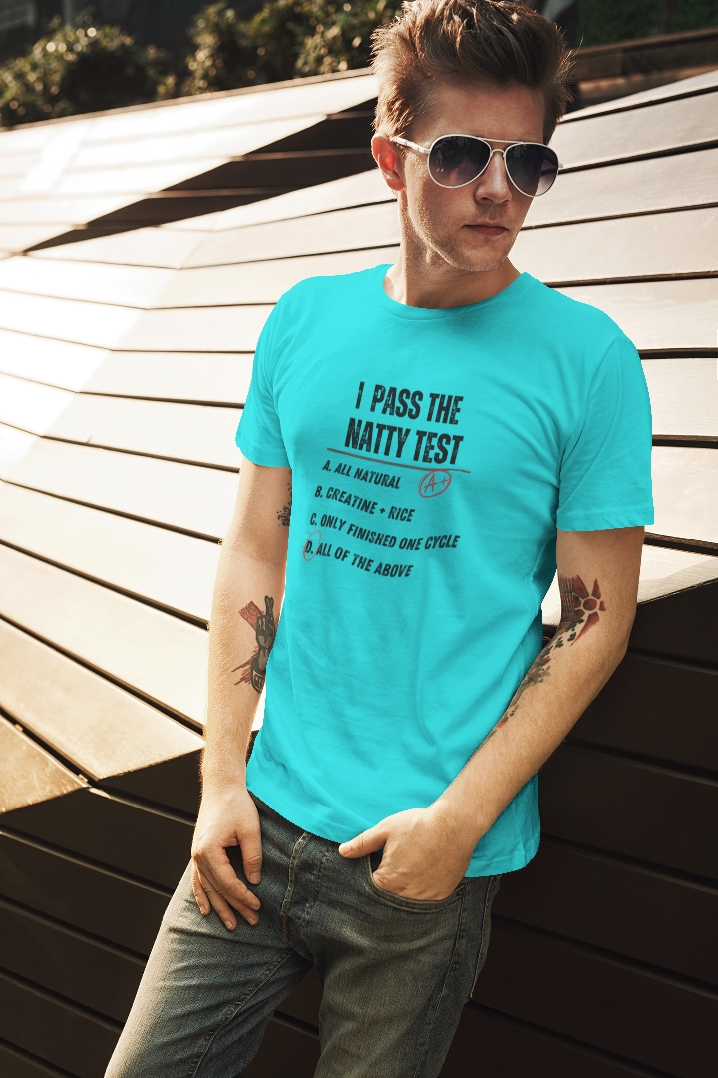 Funny Fitness Tee - Distress "I Pass The Natty Test" Unisex Jersey T-Shirt