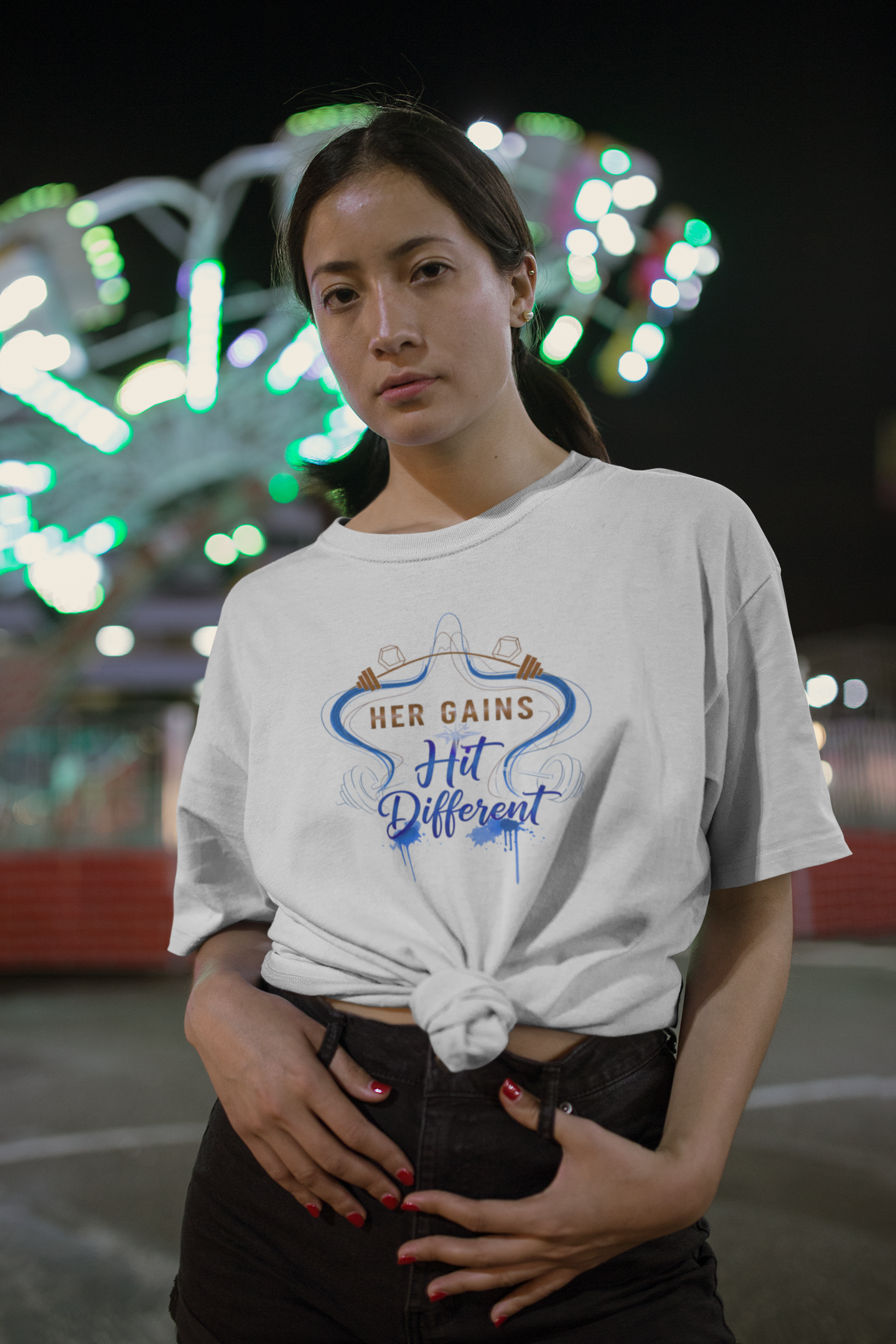 Her Gains Hit Different Boxy Gym Tee | Women's Workout Top & Motivational Apparel