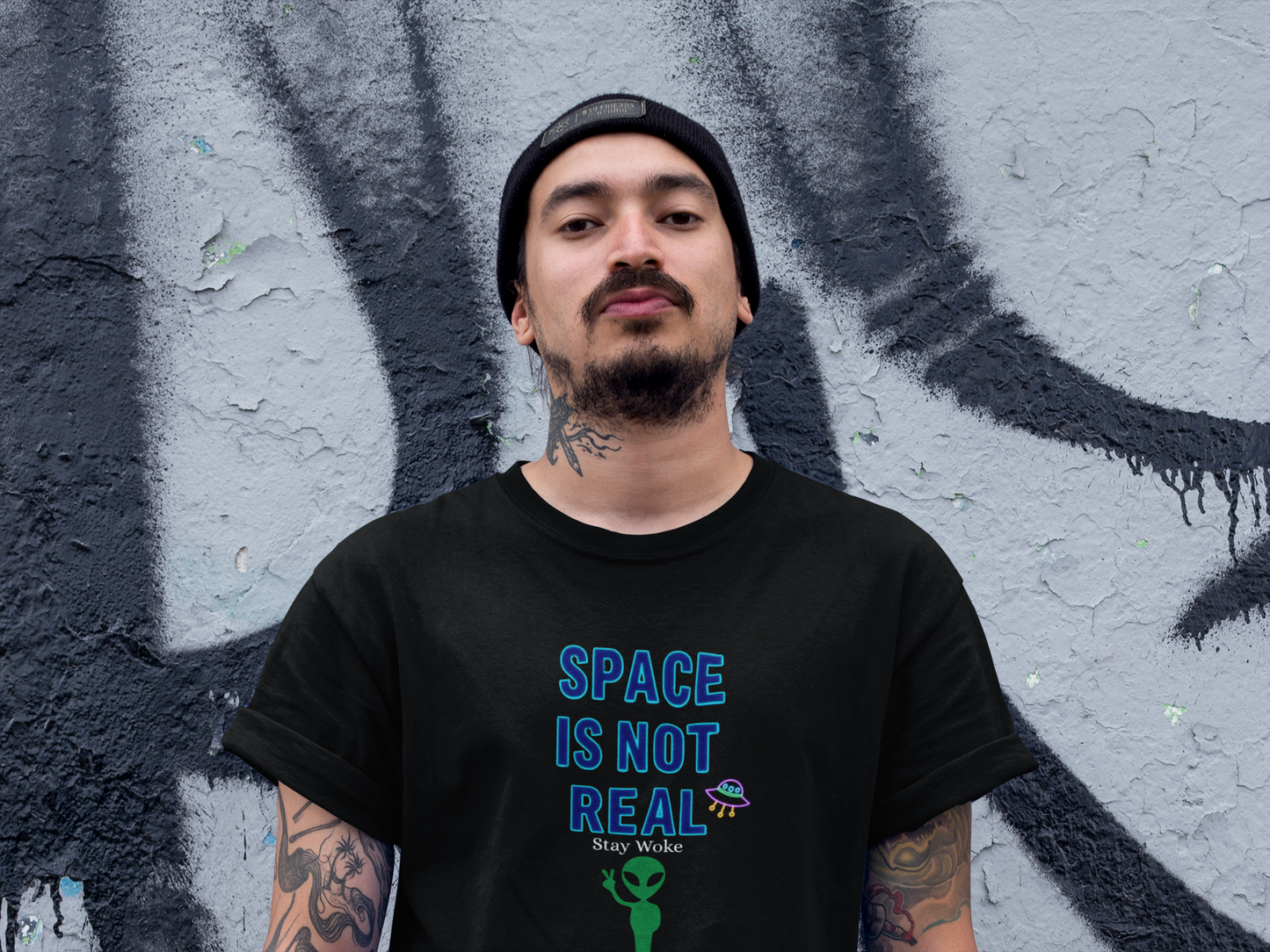 Funny Alien T-Shirt | "Space Is Not Real" Graphic Tee
