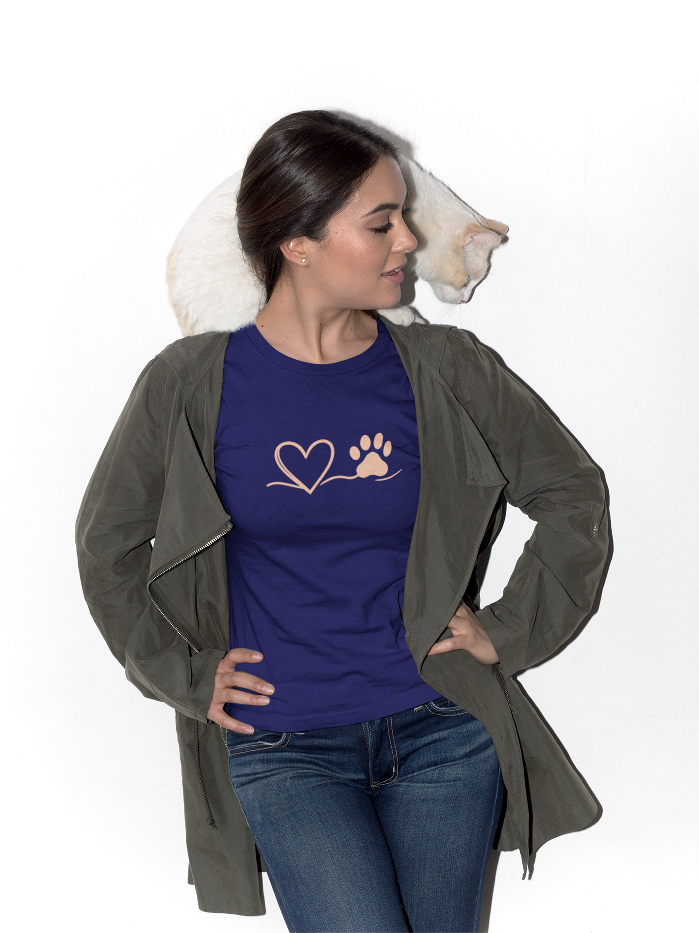 Heart & Paw Print T-Shirt | Soft Cotton Unisex Pet Lover Tee