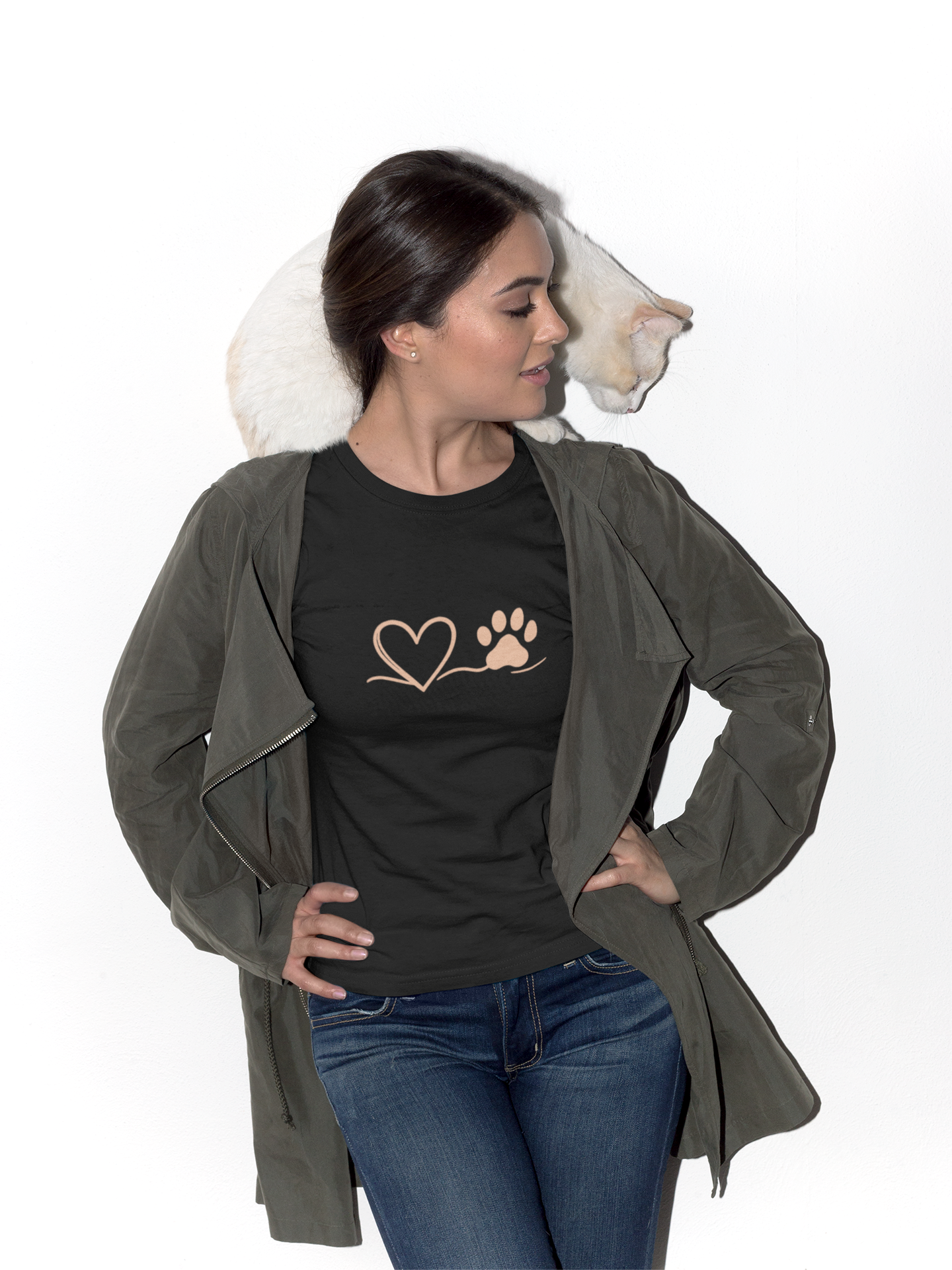 Heart & Paw Print T-Shirt | Soft Cotton Unisex Pet Lover Tee