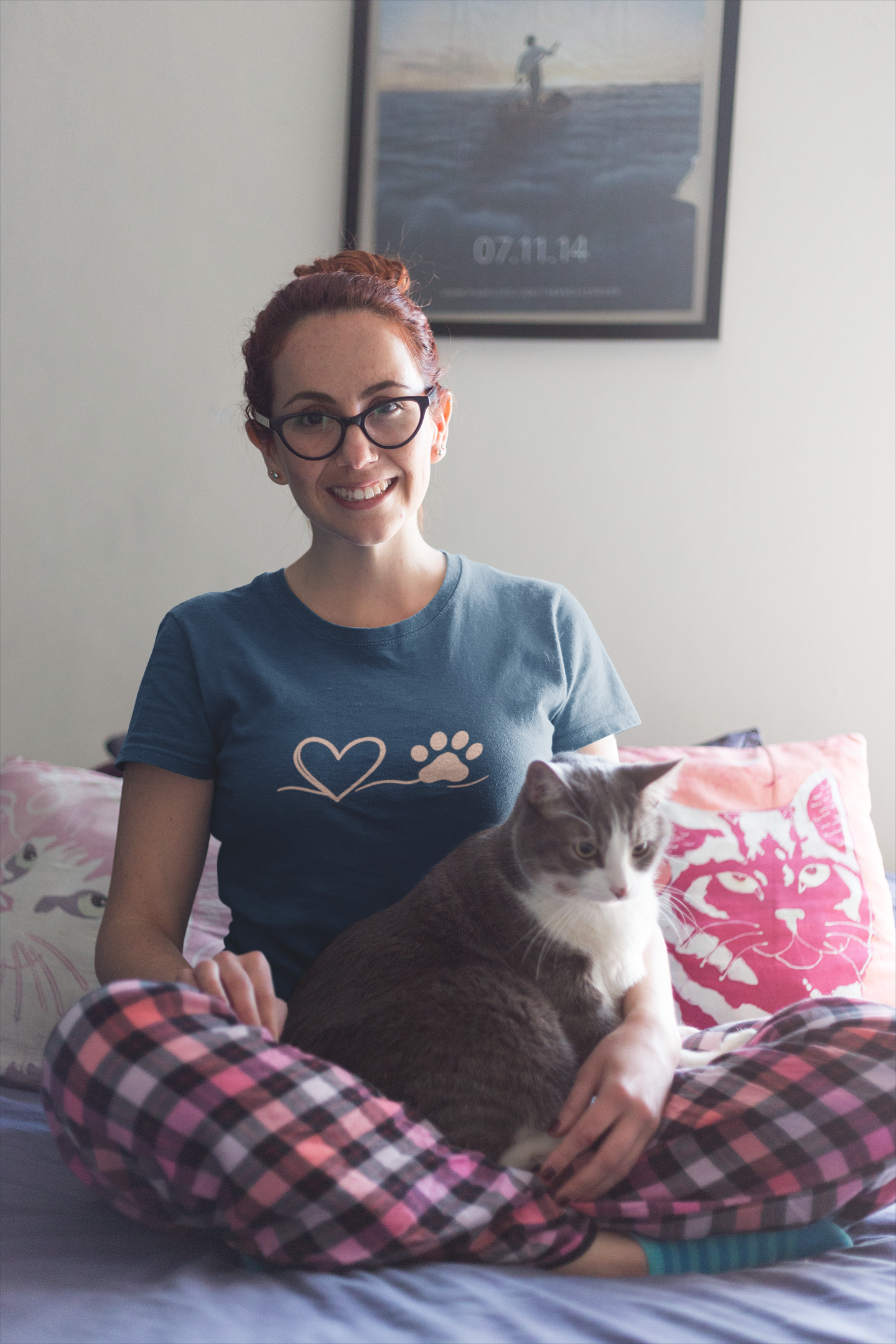 Heart & Paw Print T-Shirt | Soft Cotton Unisex Pet Lover Tee